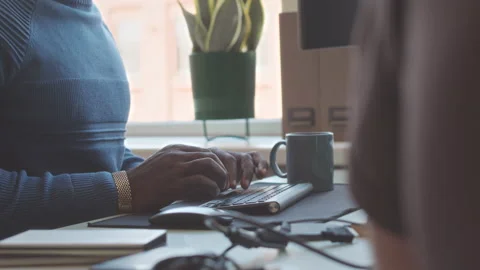 Hands of Programmer Typing Code on Wireless Keyboard Video stock 224052109