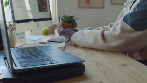 Hands of Programmer Typing on Laptop then Running Program on Computer Stock Footage 293121591