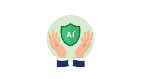 Hands Protecting AI Shield. Artificial Intelligence Security Concept Animation Stock Footage 337945385