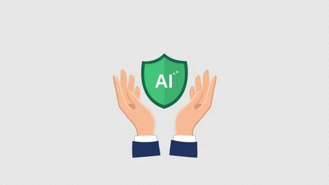 Hands Protecting AI Shield. Artificial Intelligence Security Concept Animation Stock Footage 337945497