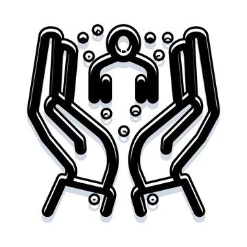 Hands protecting person providing security and care Stock Illustration