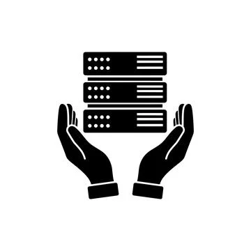 Hands Protecting Server Data Storage Icon 스톡 일러스트