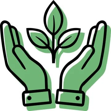 Hands protecting young green sprout icon Stock Illustration