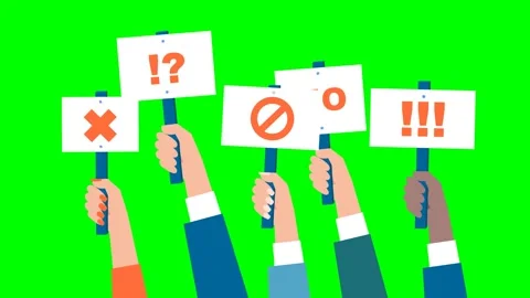 Hands with protests placards. Protest with protesters hands holding banners Stock Footage 294516091