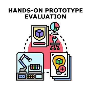 Hands on prototype evaluation concept development process Stock Illustration