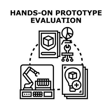 Hands on prototype evaluation concept development process Stock Illustration