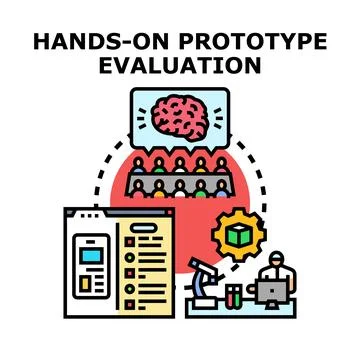 Hands on prototype evaluation process concept vector Stockillustratie