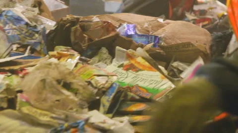 HANDS PULL RECYCLABLES ON SORTING PLATFORM Video stock 6527715