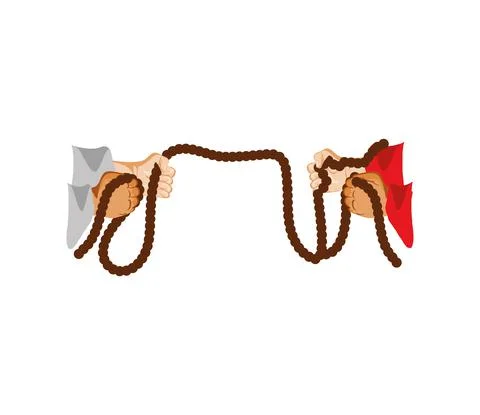 Hands pull the rope Stock Illustration