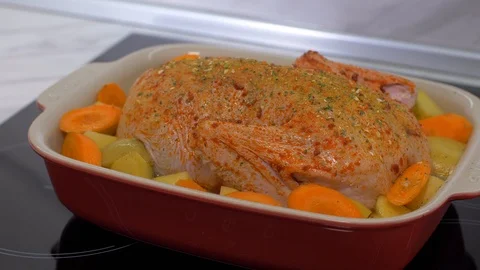 Hands put the duck in the oven Vídeo Stock 103631697