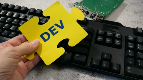 Hands put on keyboard sticker DevOps. DevOps Concept for software engineering Stock-Footage 157202687