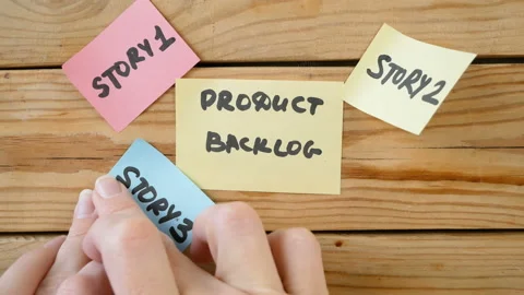 Hands put tasks on software scrum agile board, agile software development met Stock Footage 146580761