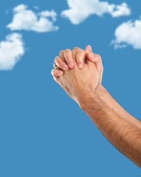 Hands put together in prayer position Stock Photos