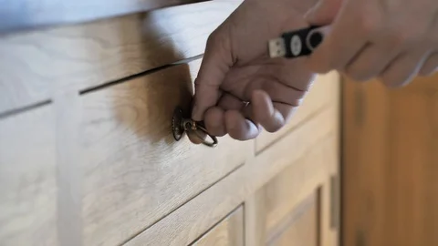 Hands put usb flash drive into drawer Stock Footage 117114896