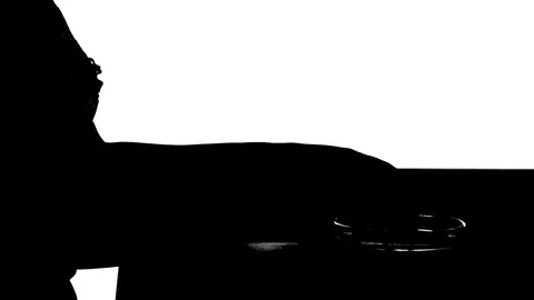 Hands puts caviar on bread silhouette Stock Footage 83297587