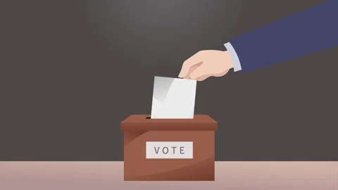 Hands putting envelope in ballot box. Voting, presidential elections Stock Footage 277356730