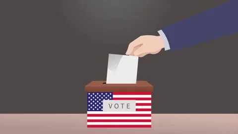 Hands putting envelope in ballot box during elections in Usa. Stock Footage 278493398