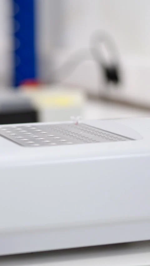 Hands putting samples in a machine Vídeo Stock 257379327