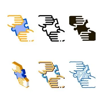 Hands puzzle icon vector multistyle outline Stock Illustration