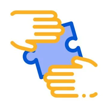 Hands Puzzle Icon Vector Outline Illustration Stock Illustration