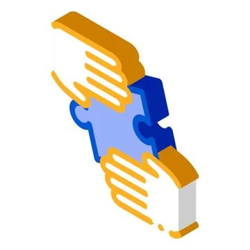 Hands Puzzle isometric icon vector illustration Stock Illustration