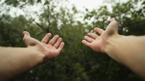 Hands In Rain Stock Footage 53194757