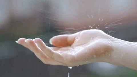 Hands In Rain. Slow motion Video stock 92622648