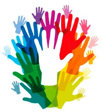 Hands Rainbow Colored Frame Stock-Illustration