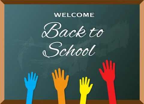 Hands raised at board Stock Illustration