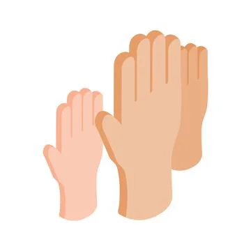 Hands raised up isometric 3d icon Stock Illustration