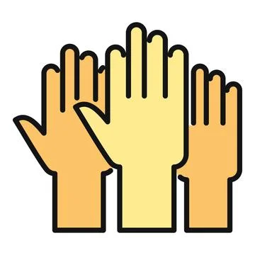 Hands raised showing teamwork, community support, and participation Stock Illustration