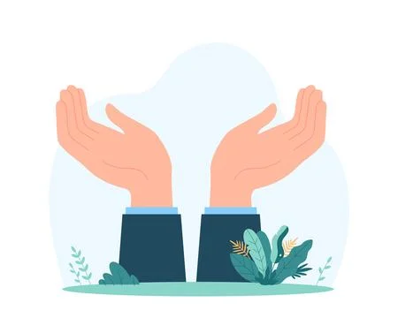 Hands raised in supportive gesture concept 스톡 일러스트