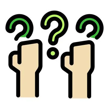 Hands raising with question marks, asking questions and seeking answers Ilustração Stock