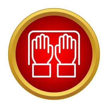 Hands raising up in red stop circle icon Stock Illustration