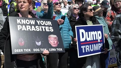 Hands off rally protesting Trumps new policies after returning to office. Video stock 306267407