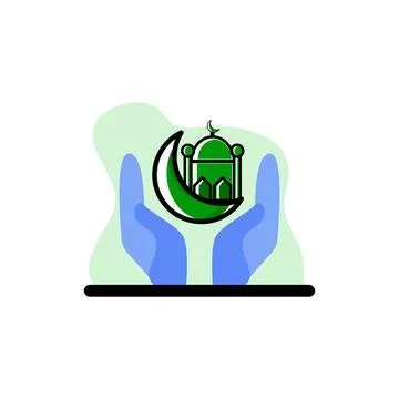 Hands Ramadan Mosque Vector Conceptual Icon Design Illustration Stock Illustration