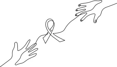 Hands reaching across with ribbon Vector Stock Illustration