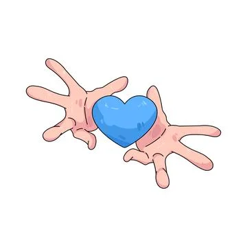 Hands reaching for a blue heart Ilustración de archivo