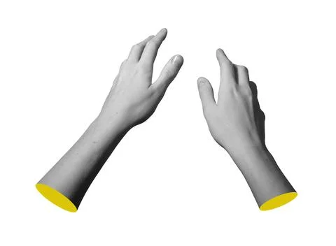 Hands reaching forward with open spread fingers and smooth wrist. Pair of f.. Stock Photos