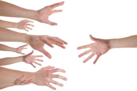 Hands reaching for a helping hand Stock Photos