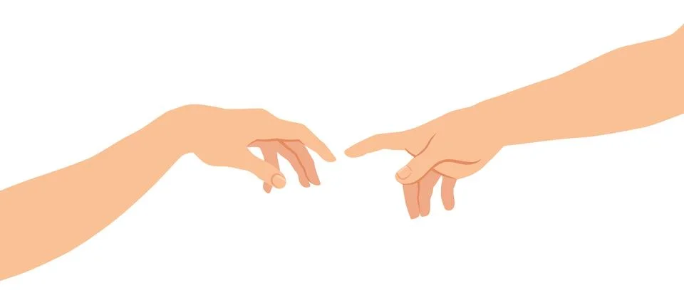 Hands reaching out for touch creation of Adam Stock Illustration