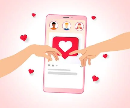 Hands reaching out for touch, creation of Adam - social media valentines day Stock Illustration