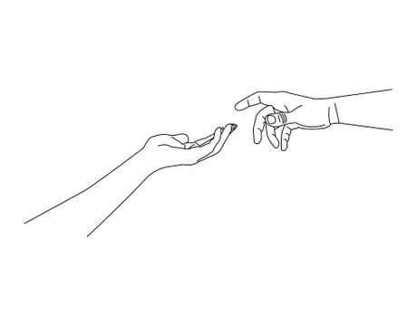Hands reaching out on white Stock Illustration