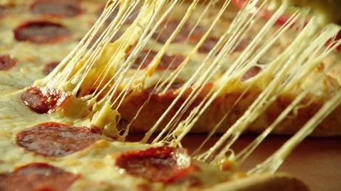 Hands reaching for pizza slice restaurant tasty fresh cuisine eat dinner Stock-Footage 336586765