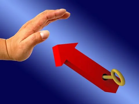Hands with red arrow Illustrazione stock