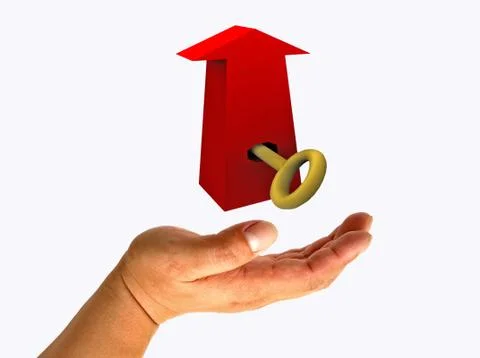 Hands with red arrow Stock Photos