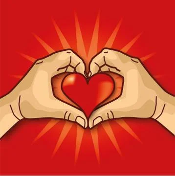 Hands with a red heart with love Stock Illustration