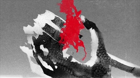 Hands with red ink, black and white seamless loop Stock Footage 346768336