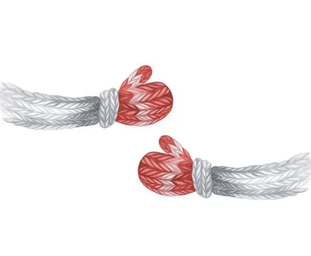 Hands in red knitted mitterns hugging. Winter illustration. Christmas and New Stock Illustration