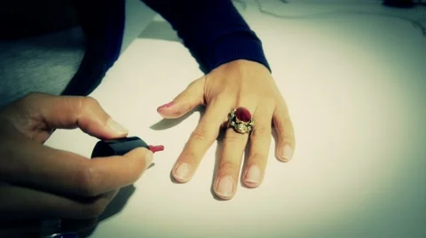 Hands with red manicure Stock Footage 49925402